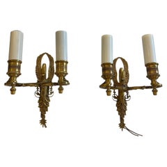Meraviglioso set di 6 applique neoclassiche in bronzo dorato con motivo a cigno in stile Impero francese (3 coppie)