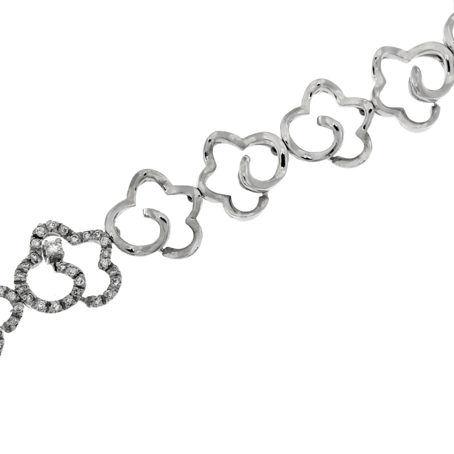 Set aus Halskette, Armband und Ohrringen, Bandhu Kollektion, weißer Diamant (Rundschliff) im Angebot
