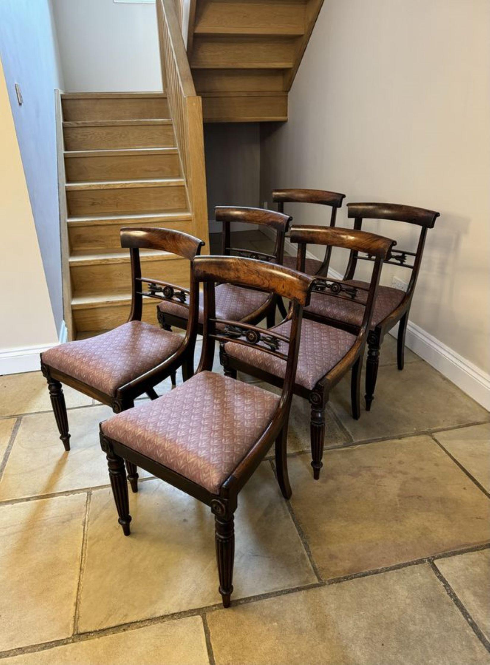 Regency Wonderful set of six antique regency quality rosewood dining chairs  For Sale