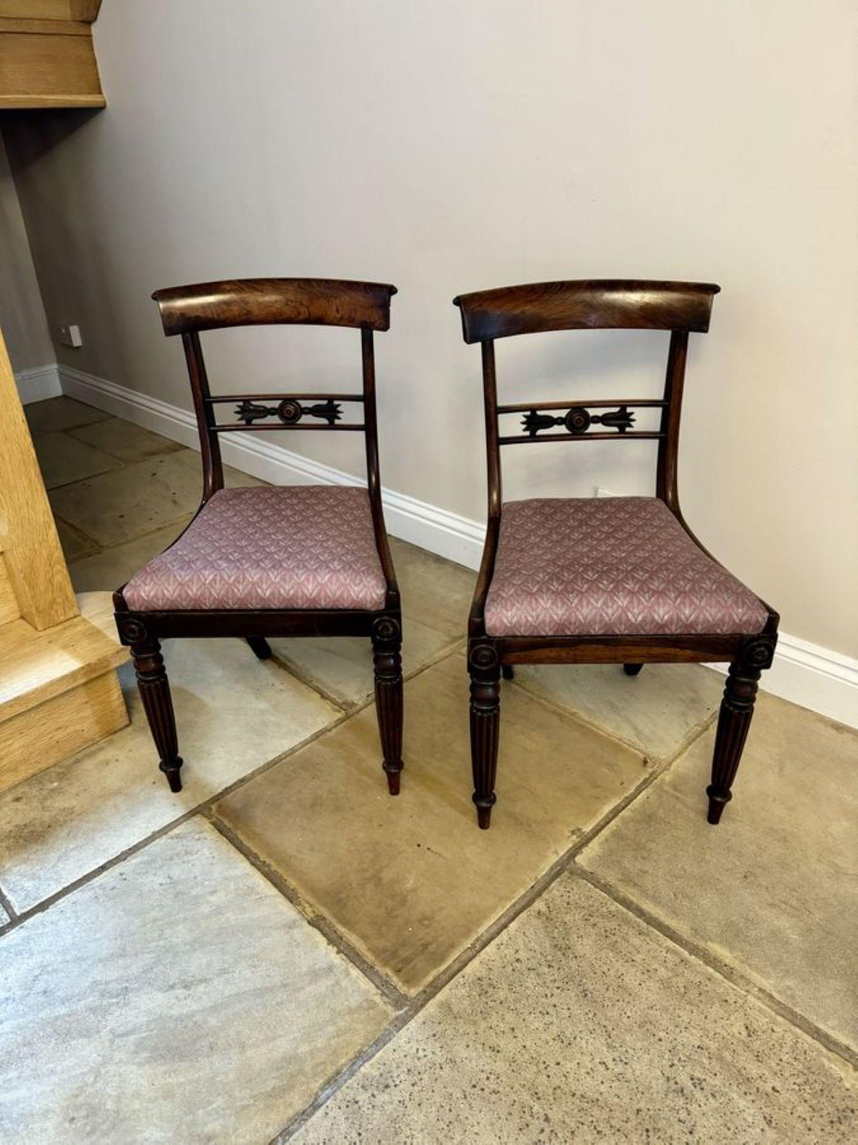 Wonderful set of six antique regency quality rosewood dining chairs  In Good Condition For Sale In Ipswich, GB