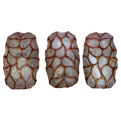 Wonderful Set of three Decorative Animal Skin Sconces Glashütte Limburg, Germany