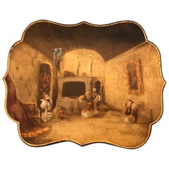 wonderful shaped papier-mâché c.1840 painted box