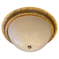 Wonderful Sherle Wagner 3 French Bronze Glass Dome Flush Mount Light Fixtures 