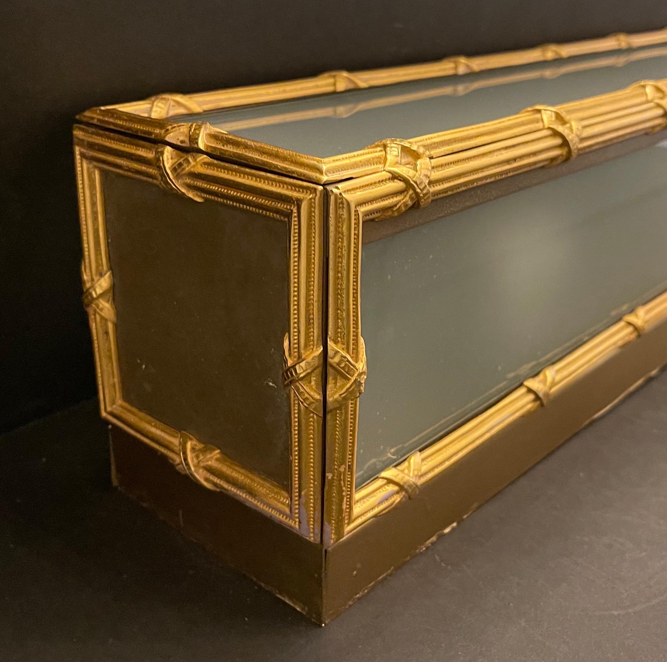Regency Wonderful Sherle Wagner Reeded X Bronze Sconce Light Panel Glass Box Fixture For Sale