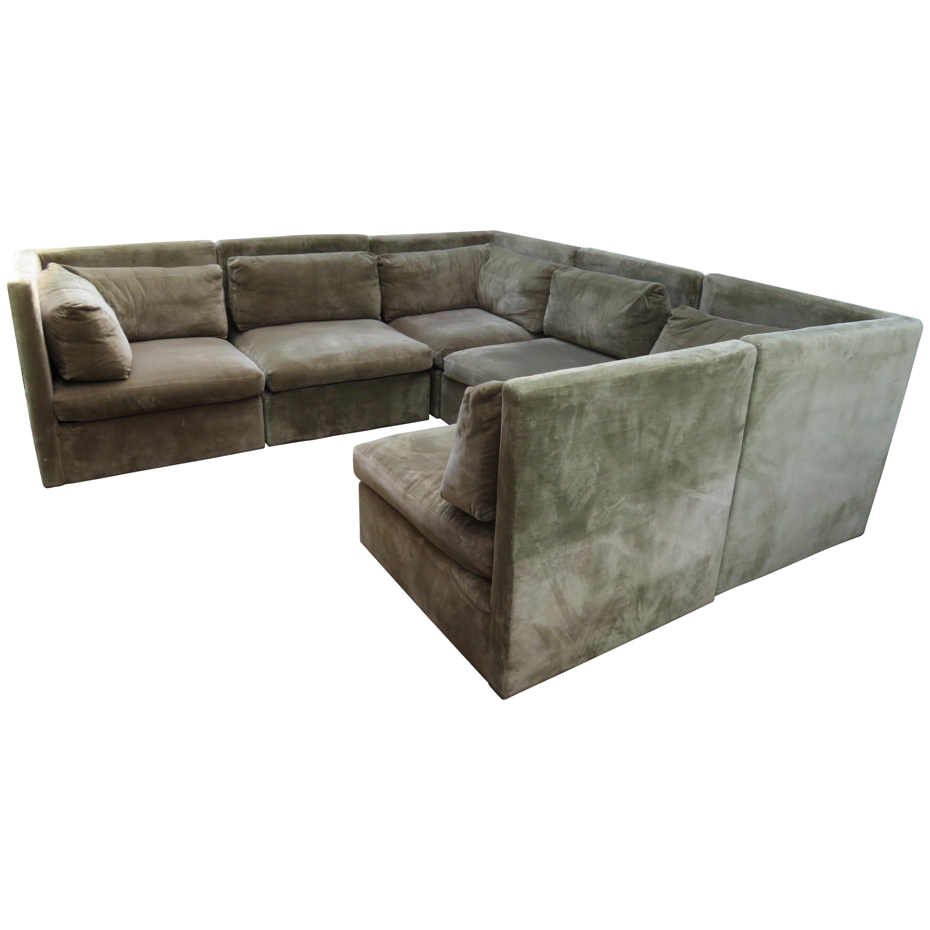 Wonderful Signed Milo Baughman Six-Piece Sectional Sofa Mid-Century Modern