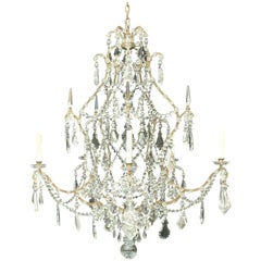 Vintage Wonderful Silver Gilt Baguès Rock Crystal Swag Large Jansen Chandelier Fixture
