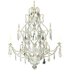 Wonderful Silver Gilt Baguès Rock Crystal Swag Large Jansen Chandelier Fixture