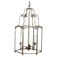 Used Wonderful Silver Gilt Branch Form Baguès Vaughn Large Lantern Pendent Fixture