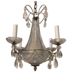 Wonderful Silver Leaf Crystal Urn Rock Crystal Baguès Chandelier Petite Fixture