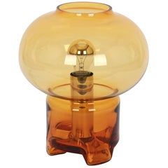 Merveilleuse lampe de bureau champignon en verre fumé par Limburg, Allemagne, 1970