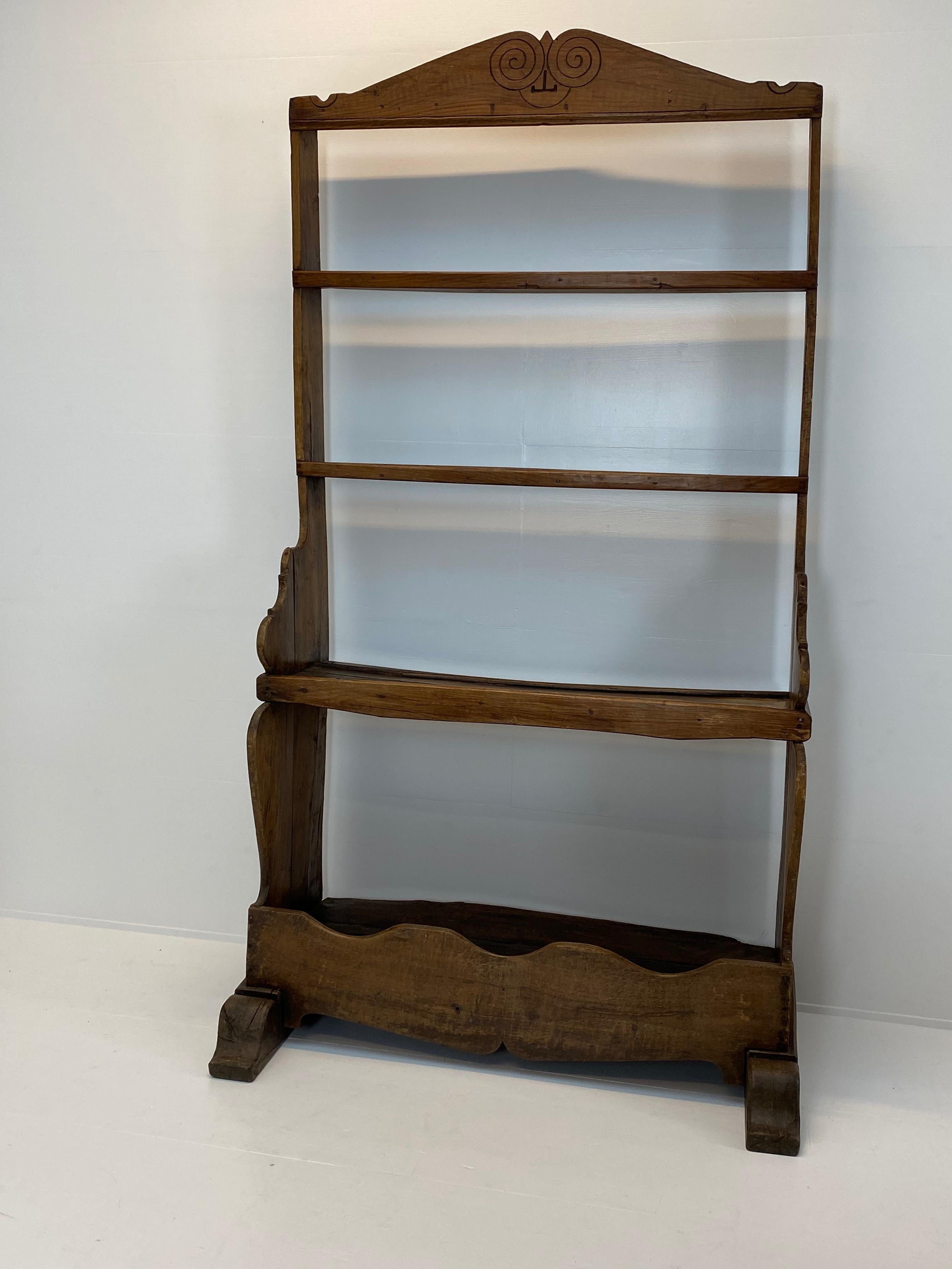 Polished Wonderful Spanish Plate Rack Cupboard, 19th Century