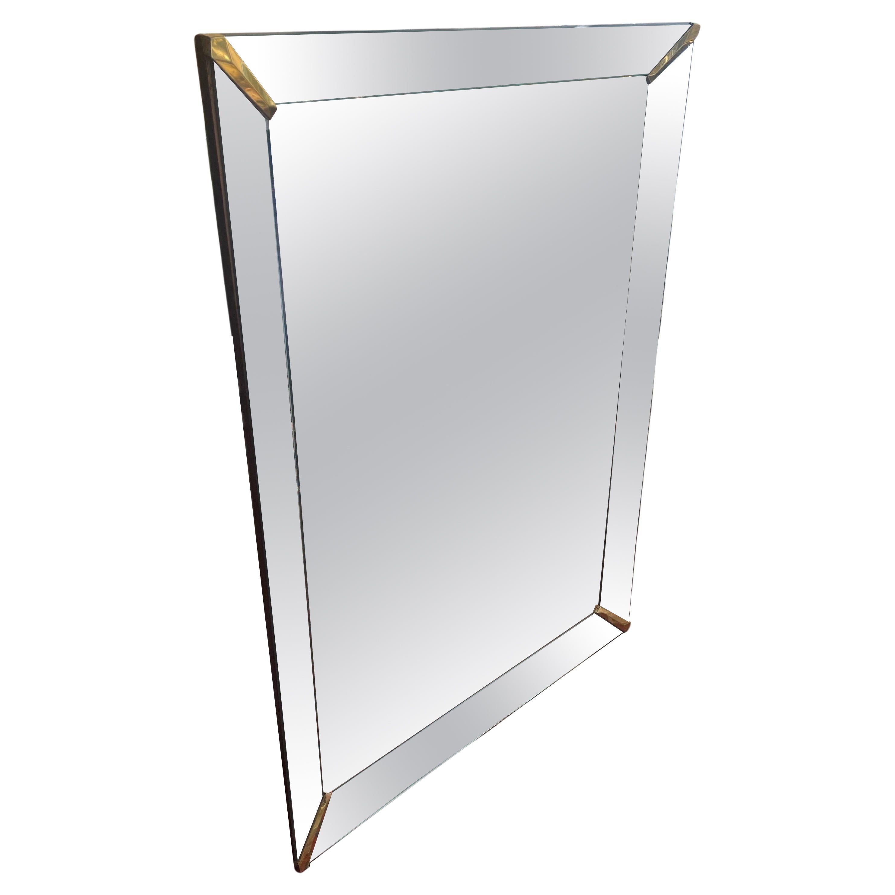 Wonderful Springer Mid Century Modern Art Deco Shadow Box Mirror Brass Corners