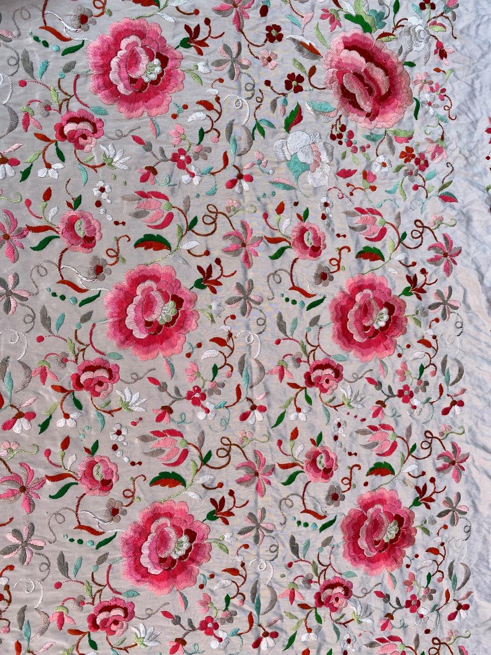 Chinoiserie Wonderful Square Silk Manila Shawl Embroidered