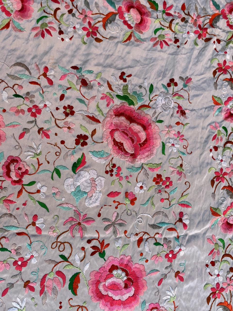 Wonderful Square Silk Manila Shawl Embroidered 2