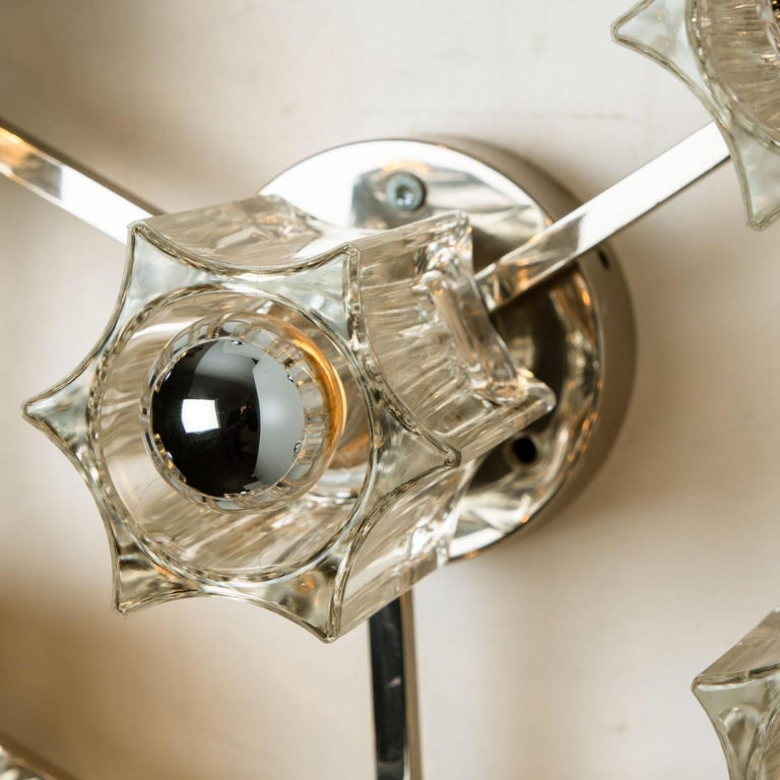 Wonderful Star Flush Mount/ Wall Light Peill Putzler Crystal Glass, Germany For Sale 7