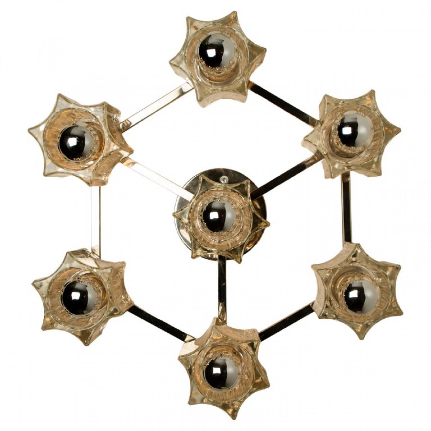 Wonderful Star Flush Mount/ Wall Light Peill Putzler Crystal Glass, Germany For Sale 9