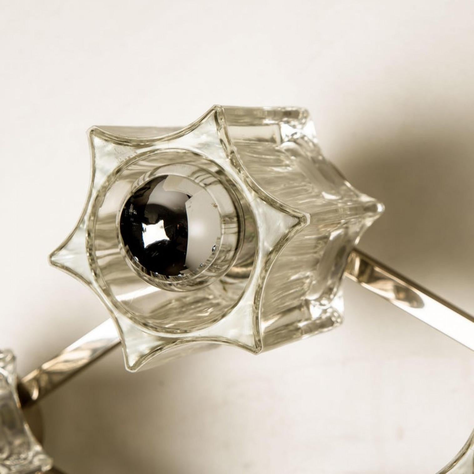 Wonderful Star Flush Mount/ Wall Light Peill Putzler Crystal Glass, Germany For Sale 10