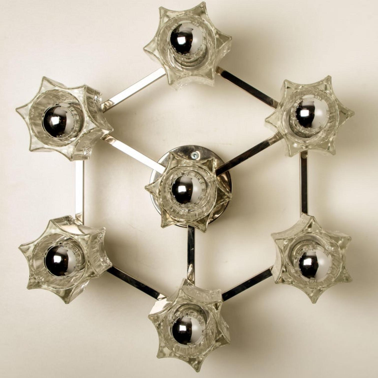 Late 20th Century Wonderful Star Flush Mount/ Wall Light Peill Putzler Crystal Glass, Germany For Sale