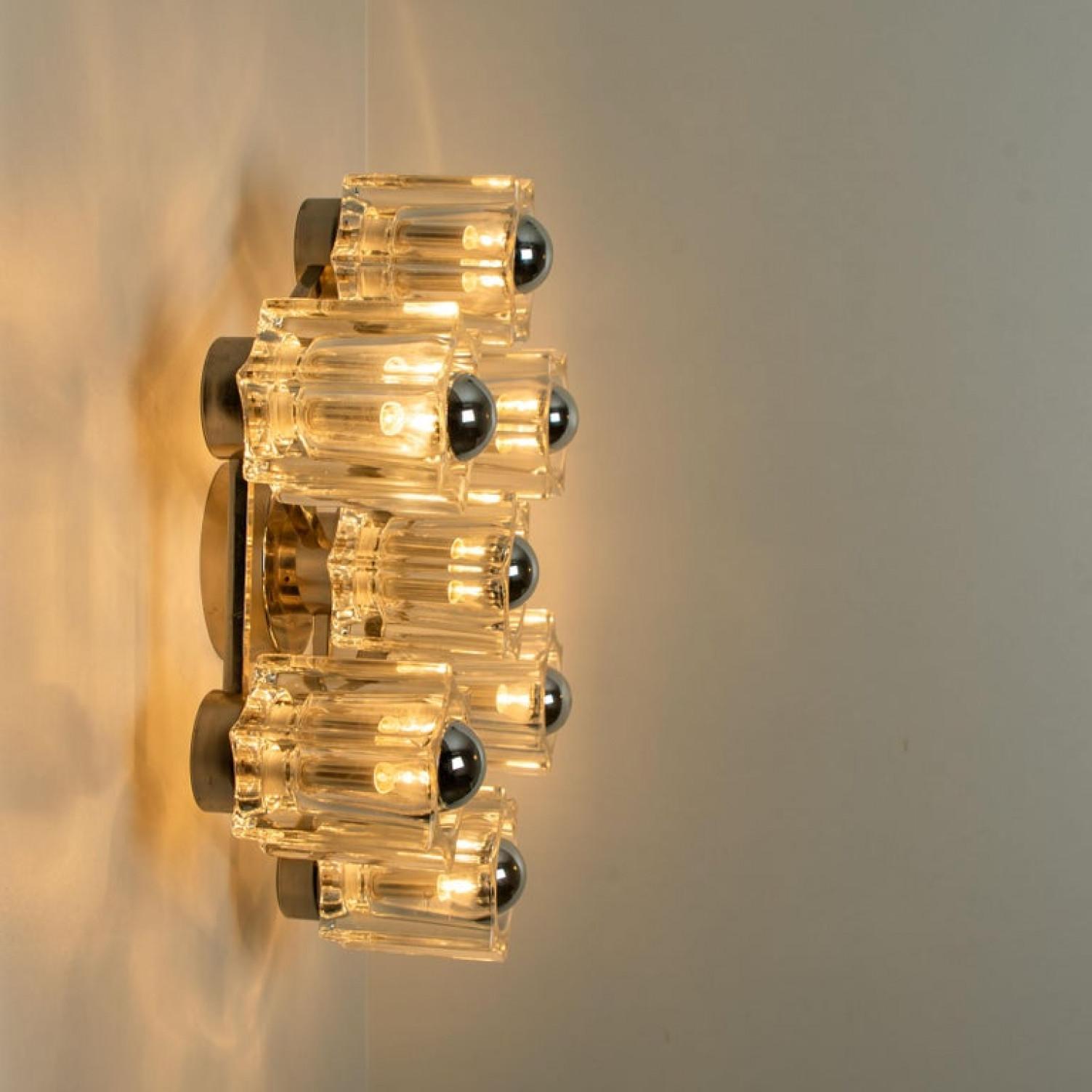Wonderful Star Flush Mount/ Wall Light Peill Putzler Crystal Glass, Germany For Sale 2
