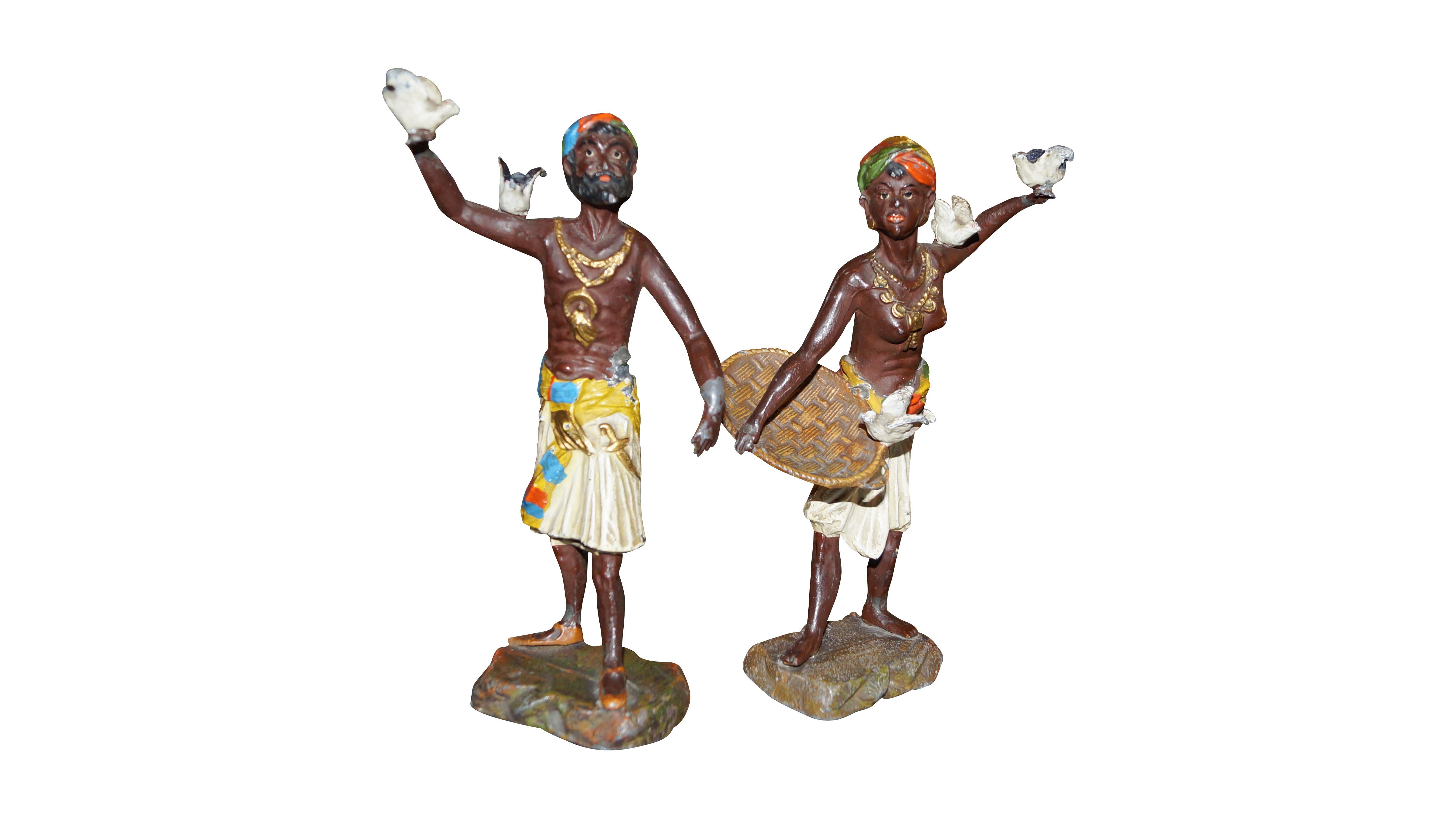 19th Century Wonderful Statuettes of 2 Moors, Late 18th Century For Sale
