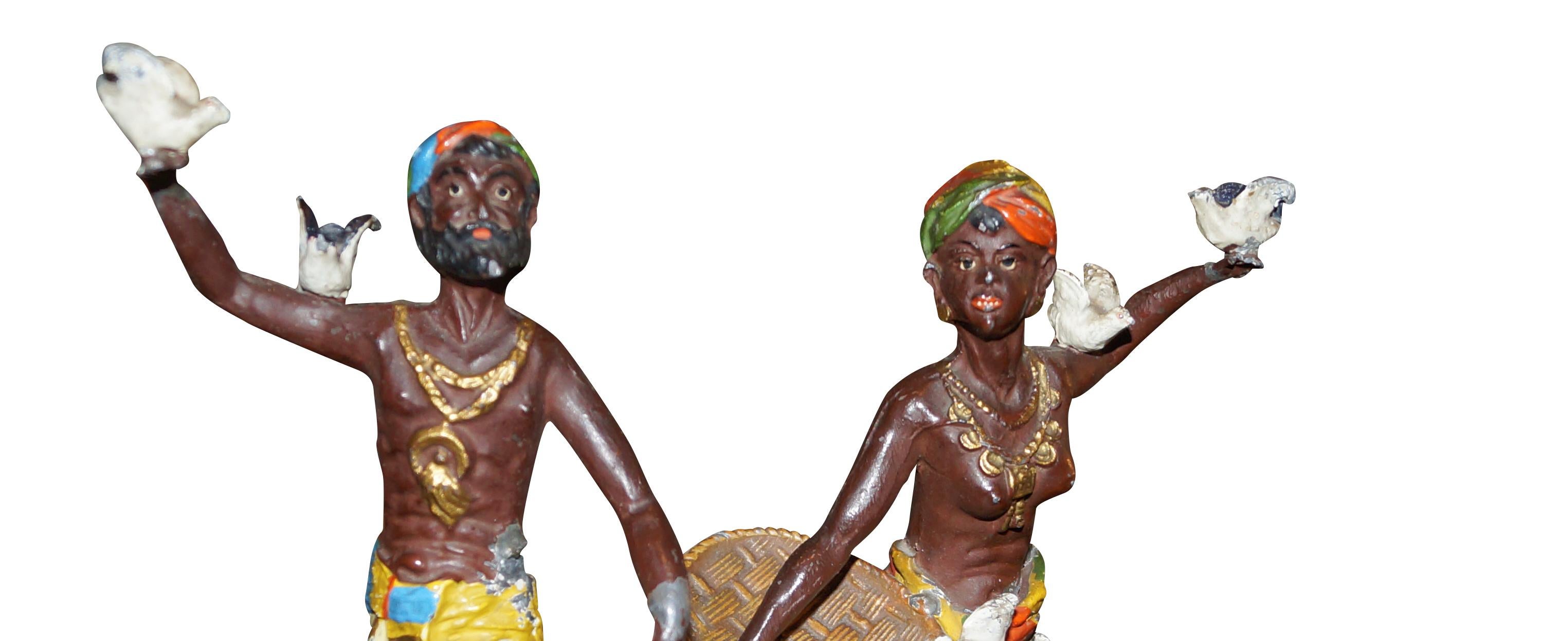 Wonderful Statuettes of 2 Moors, Late 18th Century For Sale 1