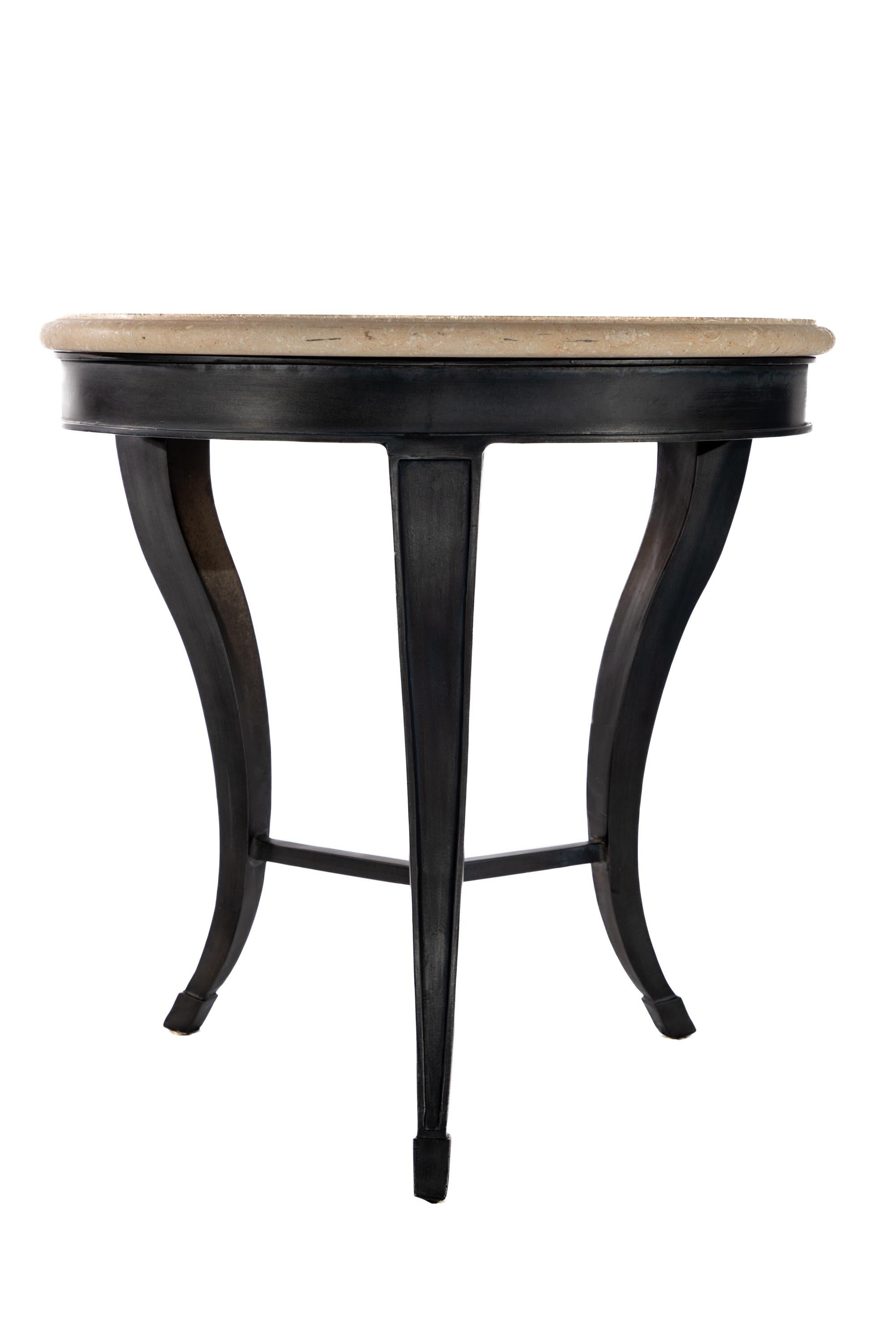 Wonderful Steel End Table with Stone Top For Sale 2