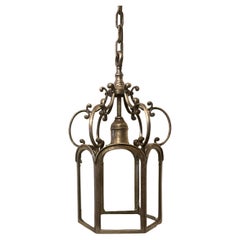 Wunderschöne Sterling Bronze Co. Laternenleuchte aus poliertem Nickel und Bronzeglas