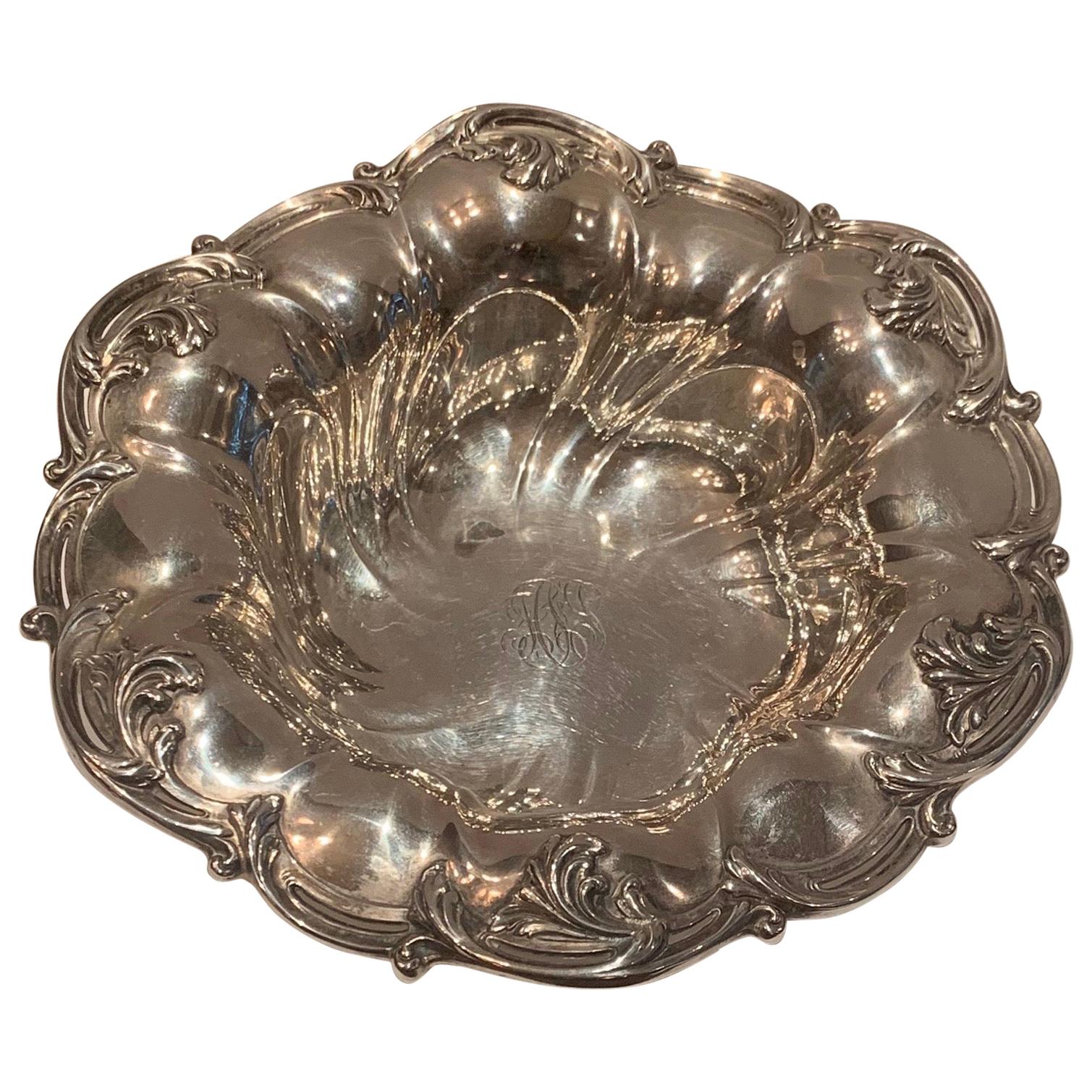 Wonderful Sterling Silver Art Nouveau Centerpiece Bowl with Pierced Swirl Border