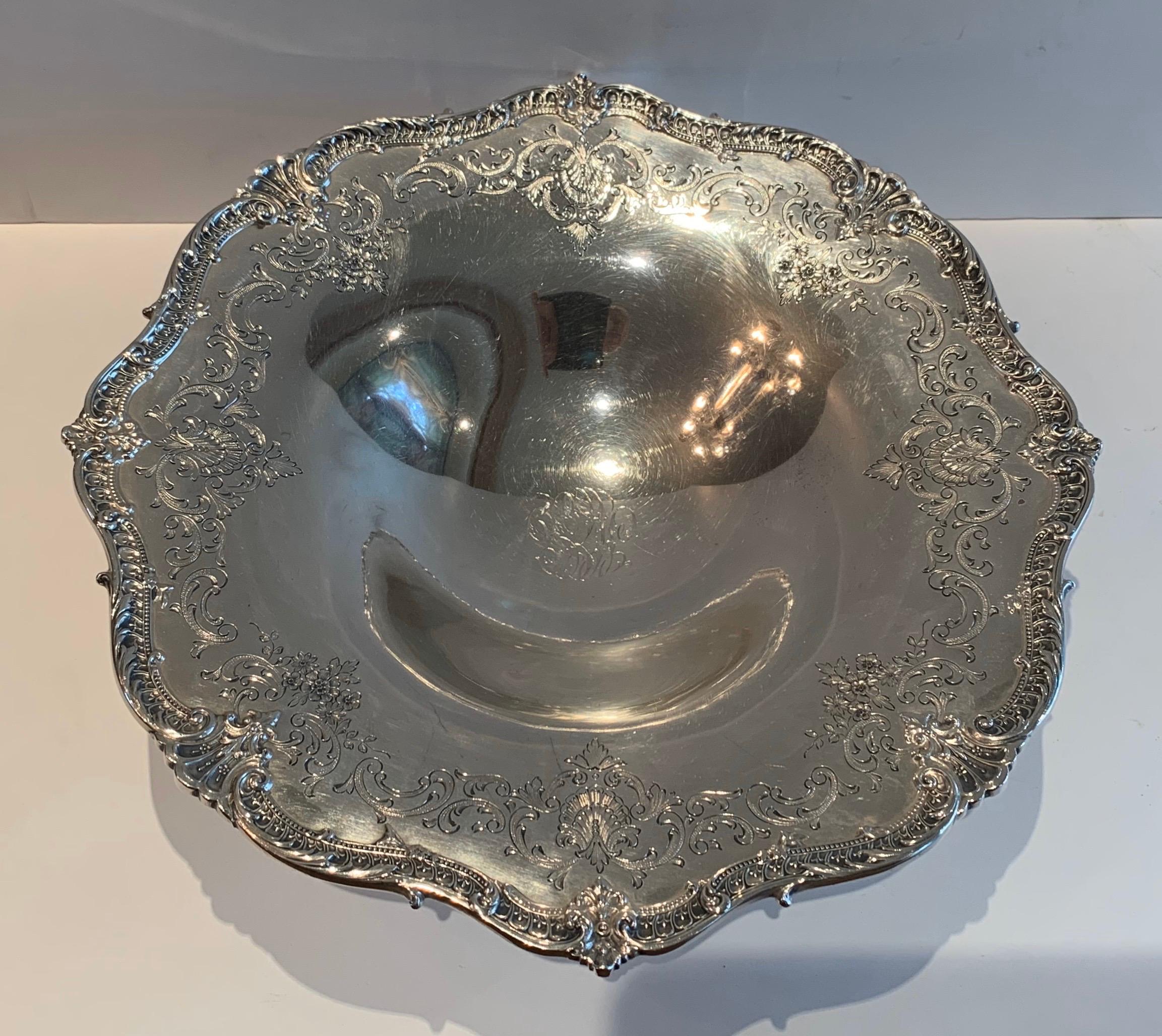 Belle Époque Wonderful Sterling Silver Flower Pedestal Bowl Platter Centerpiece Very Fine For Sale