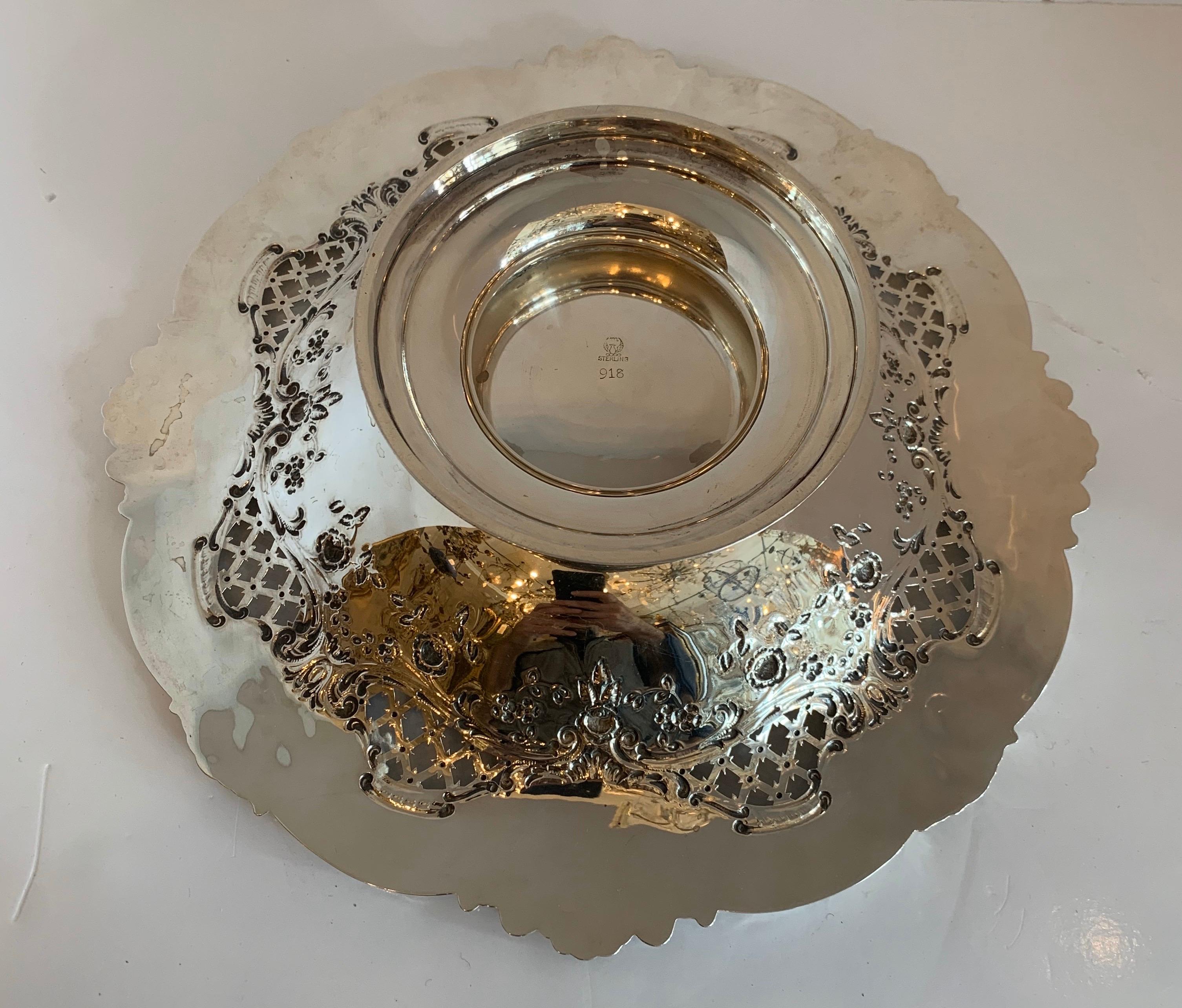 Belle Époque Wonderful Sterling Silver Meriden Britannia Company Pierced Centerpiece Bowl
