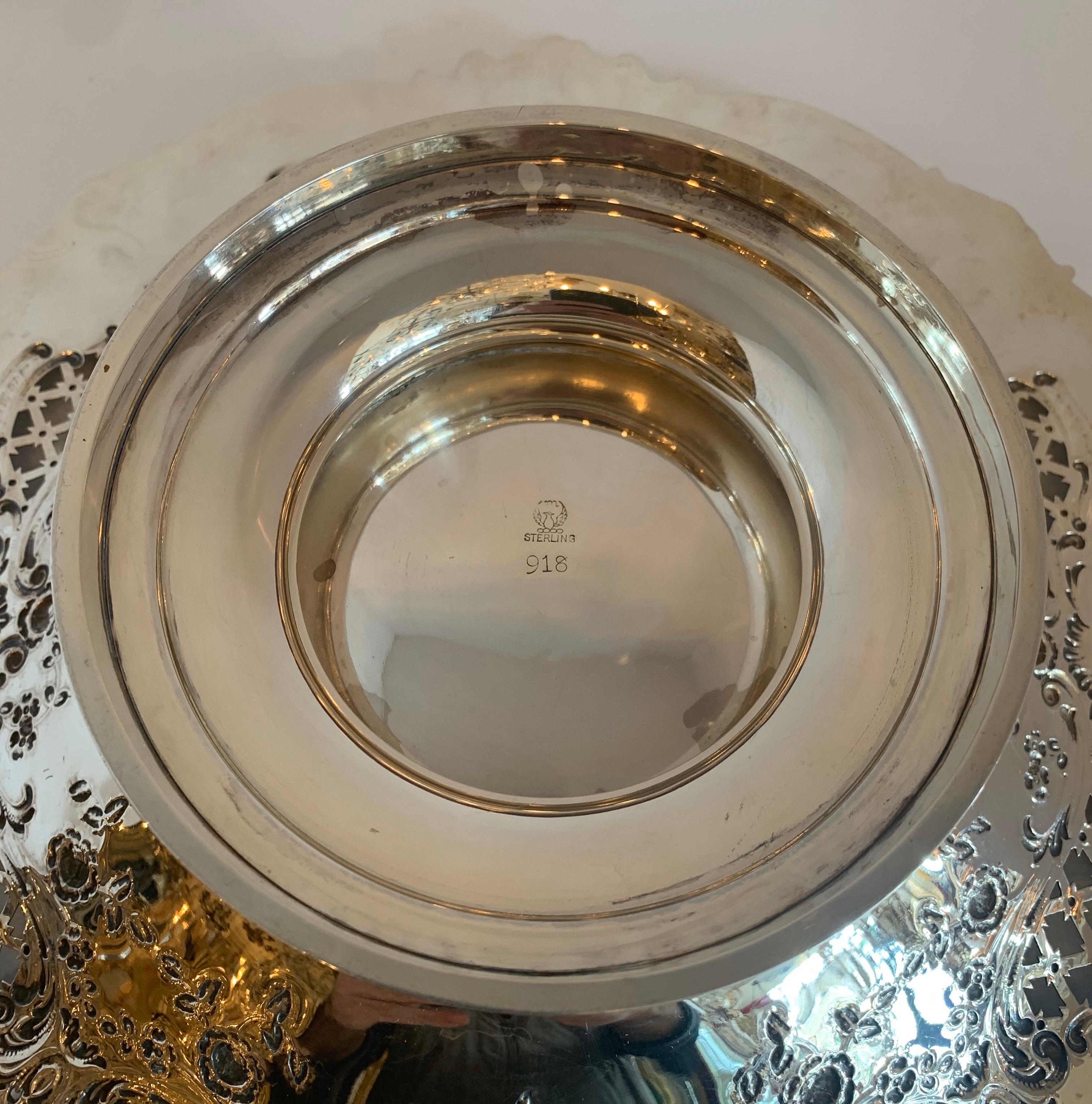 North American Wonderful Sterling Silver Meriden Britannia Company Pierced Centerpiece Bowl