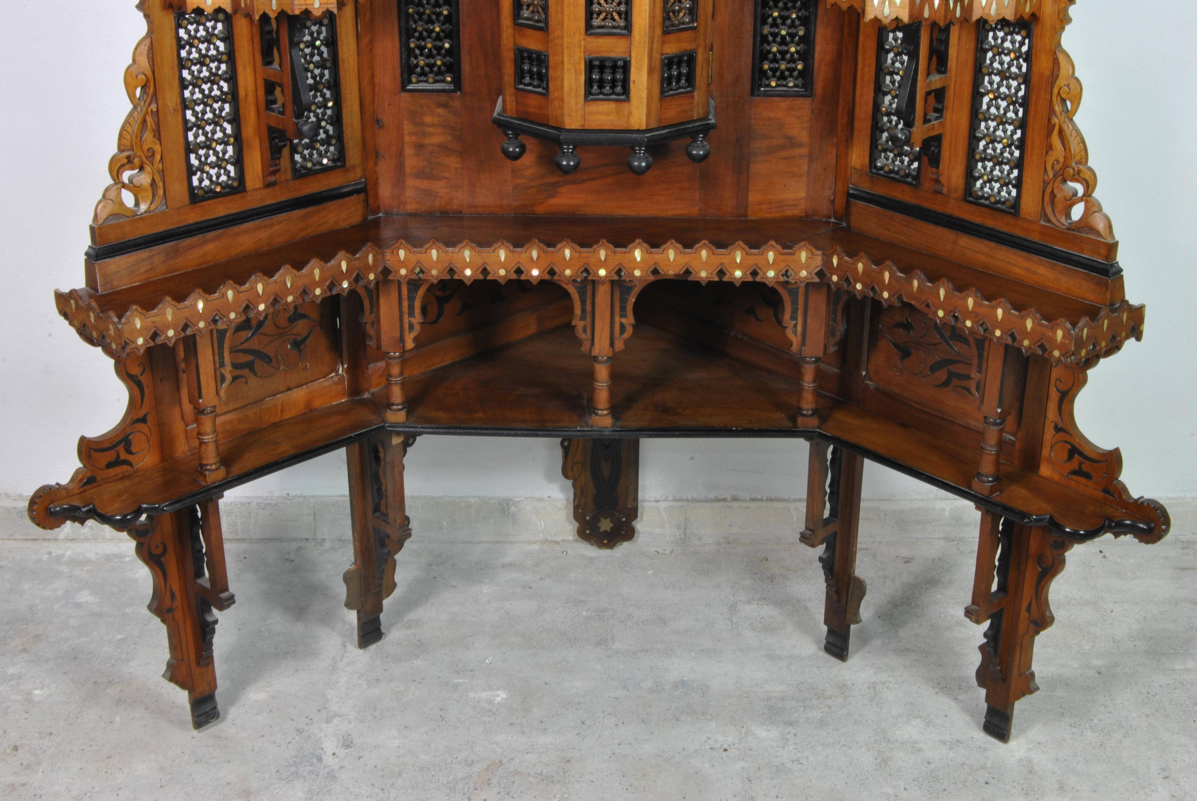 Wonderful Syrian Corner Cabinet, Syria Turn of the Century For Sale 3