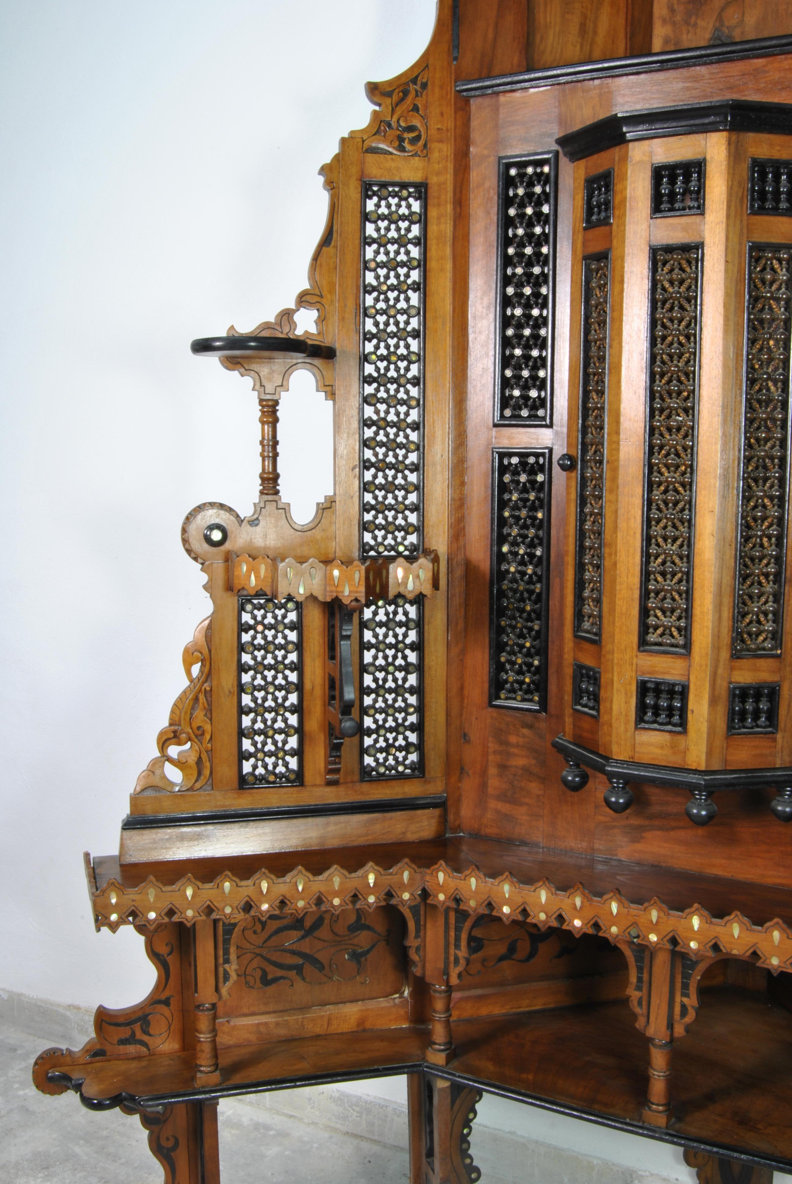 Wonderful Syrian Corner Cabinet, Syria Turn of the Century For Sale 7