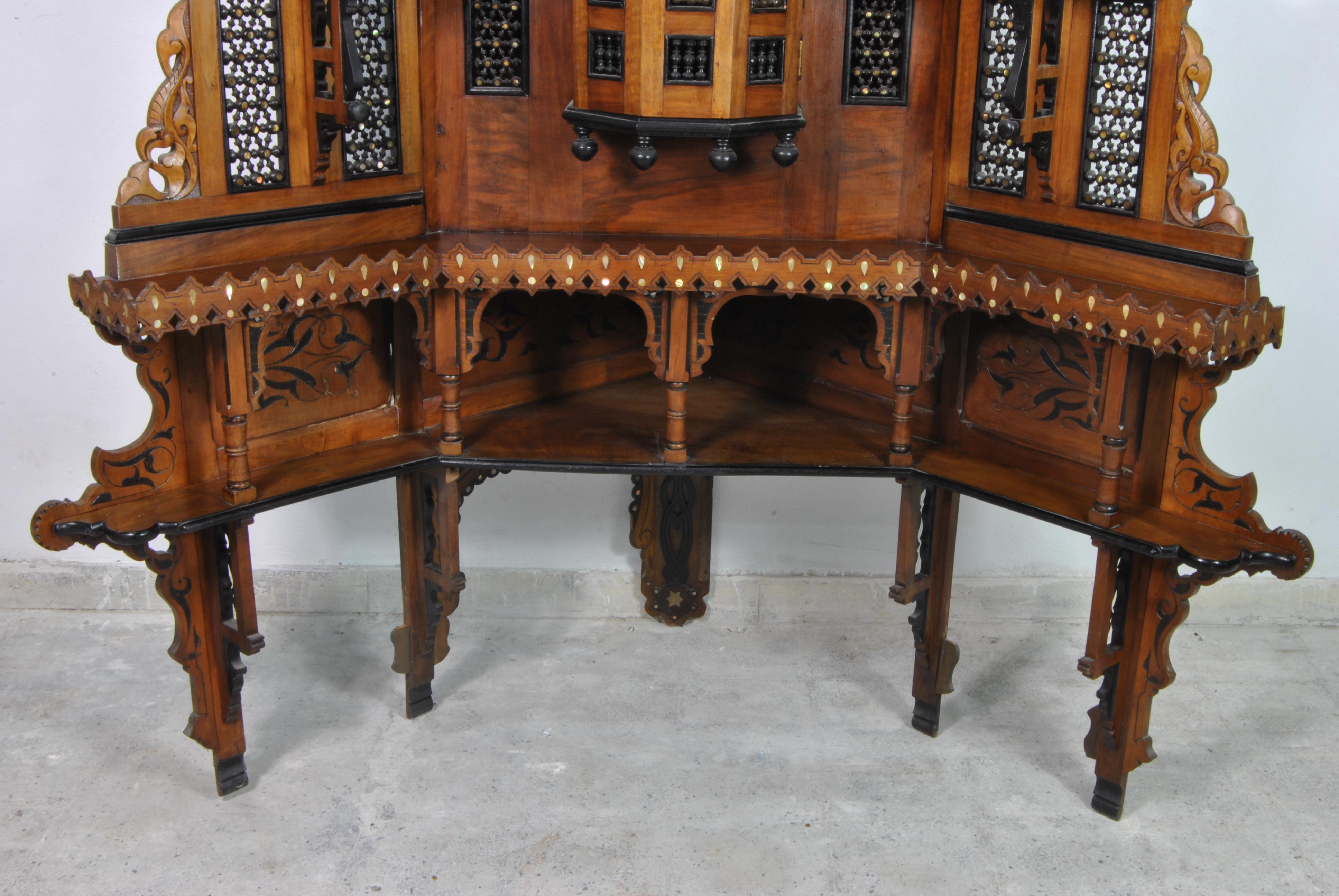 Wonderful Syrian Corner Cabinet, Syria Turn of the Century For Sale 8