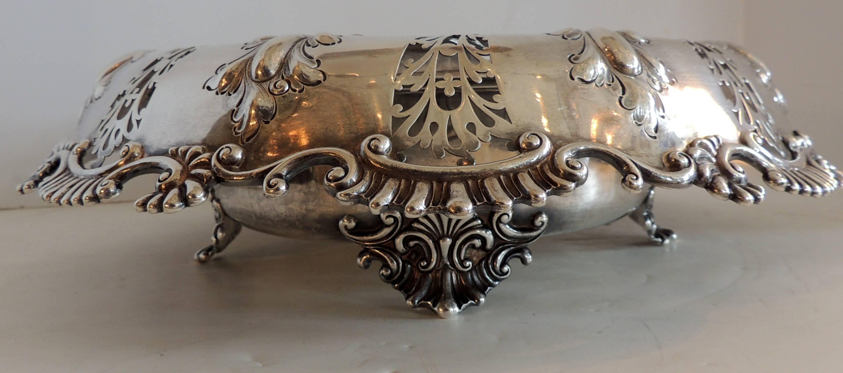 A wonderful Theodore B. Star sterling silver large pierced footed centrepiece bowl.