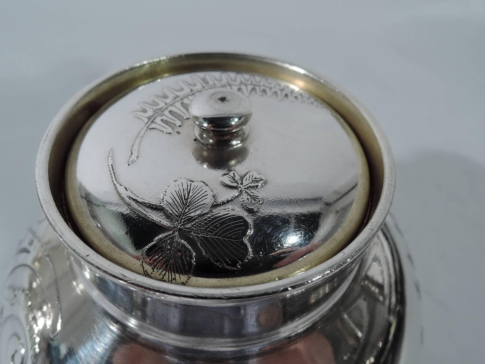 American Wonderful Tiffany Aesthetic Japonesque Sterling Silver Tea Caddy