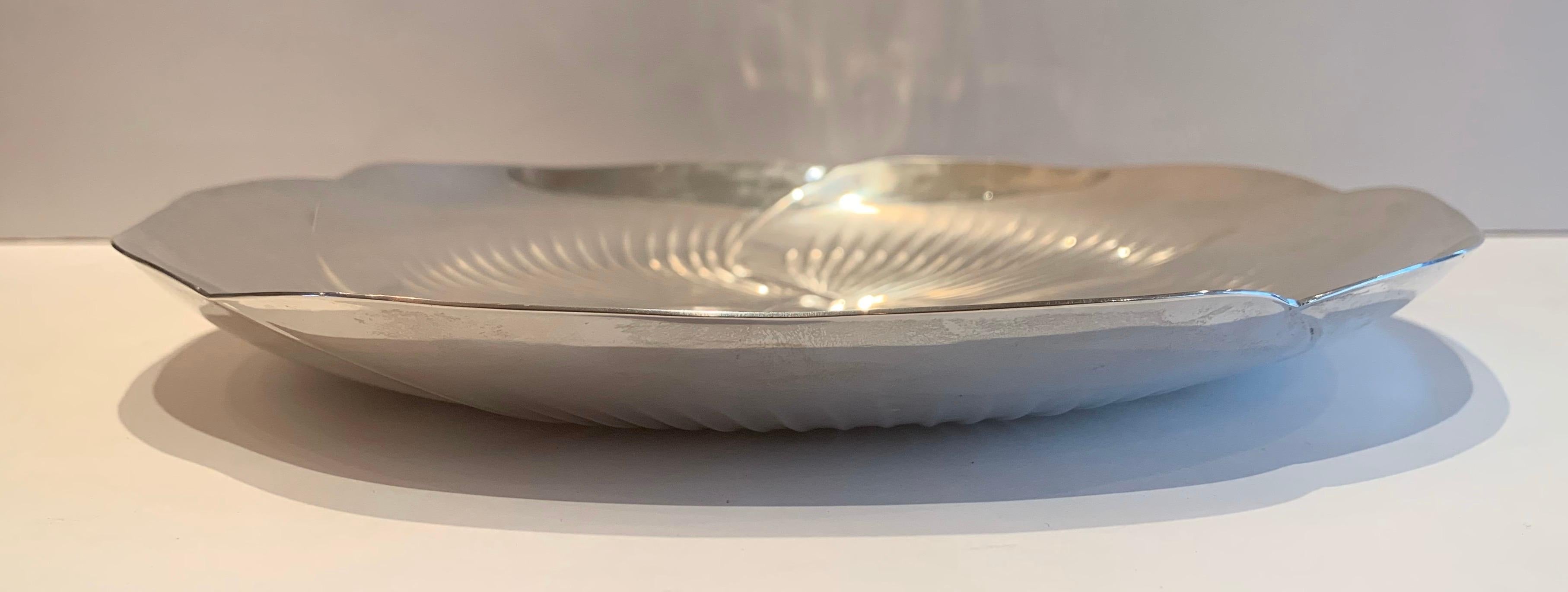 Mid-Century Modern Wonderful Tiffany Sterling Silver Flower Swirl Bowl Platter Centerpiece Plate