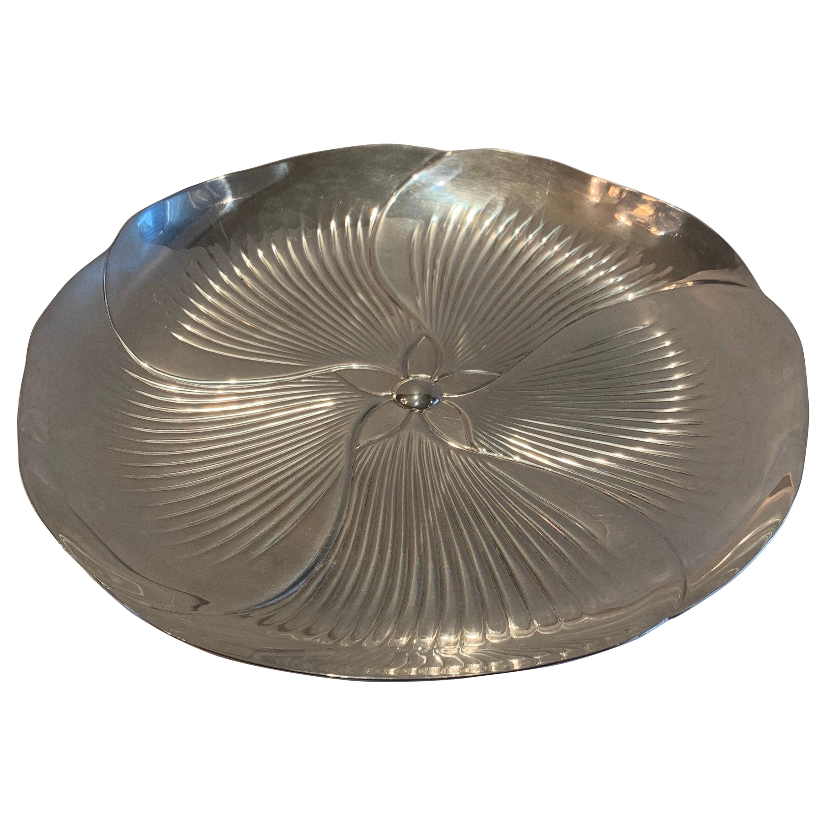 Wonderful Tiffany Sterling Silver Flower Swirl Bowl Platter Centerpiece Plate