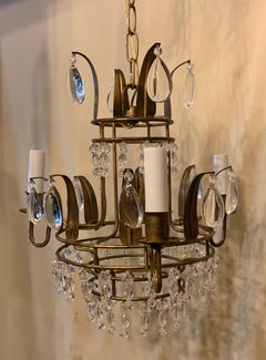 Wonderful Tole Beaded Crystal Bagues 3-Light Petite Chandelier Light Fixture
