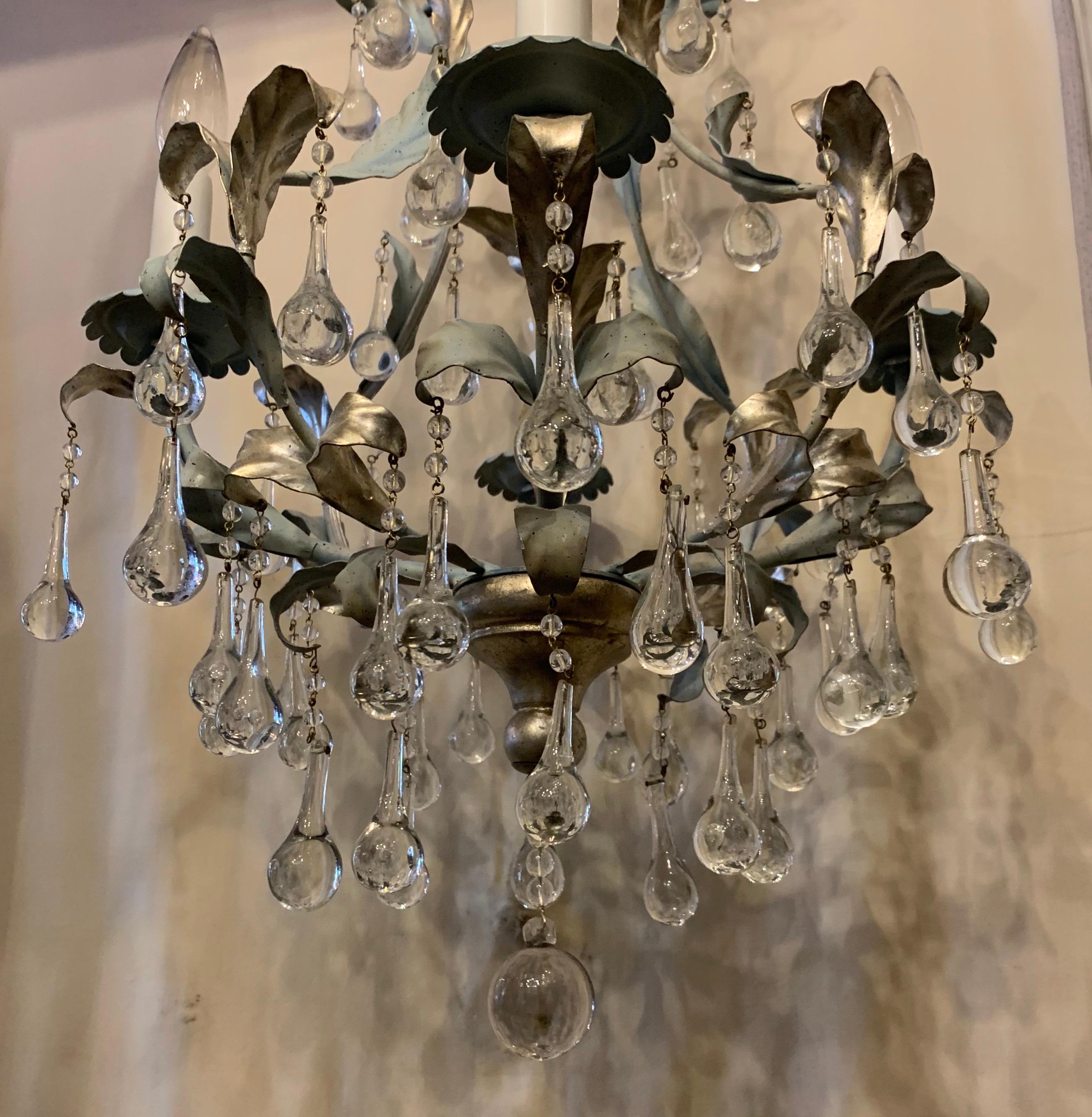 leaf crystal chandelier