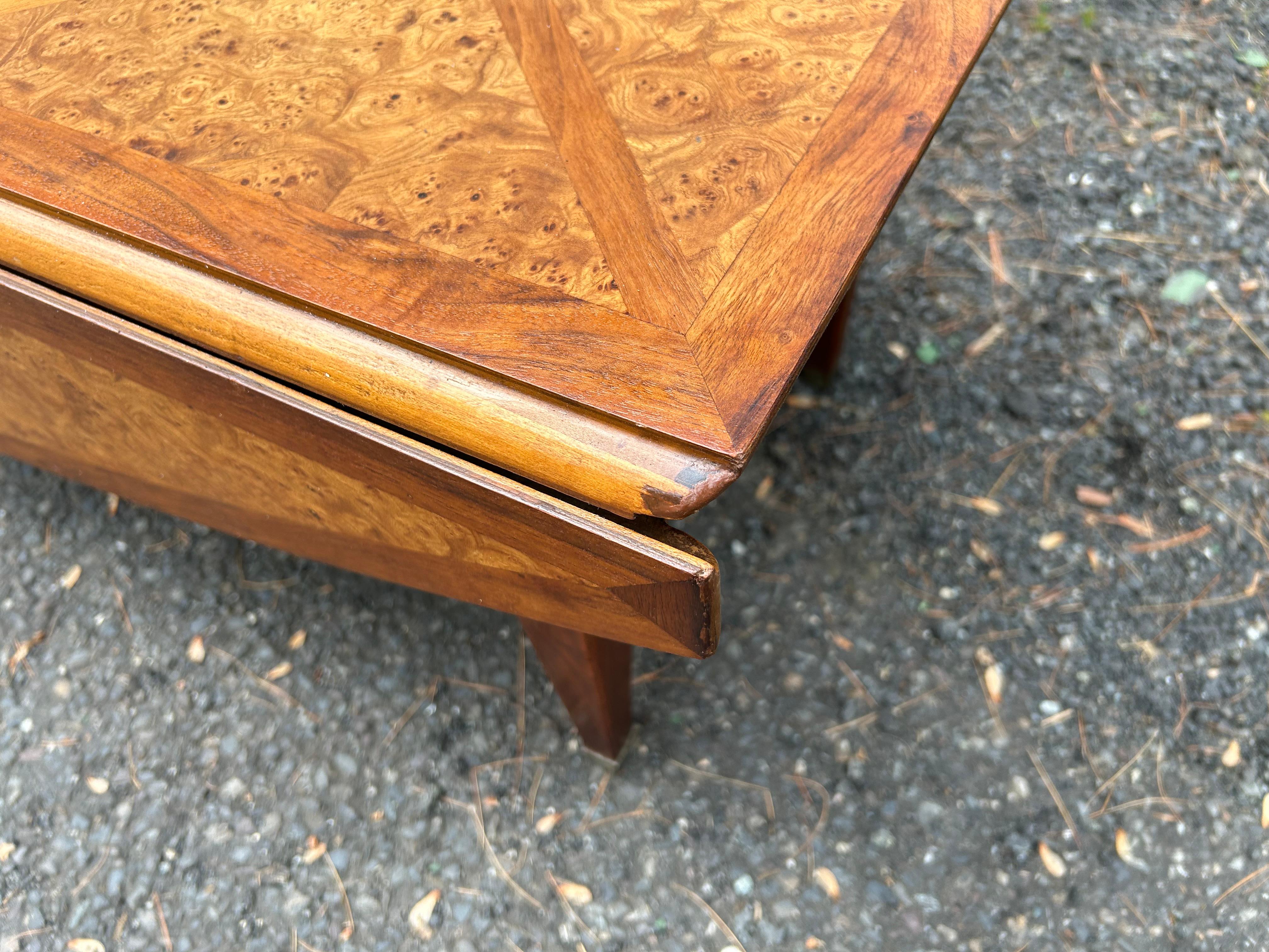 Wonderful Tomlinson Sophisticate style Flip-side Burl Coffee Table Mid-Century For Sale 4