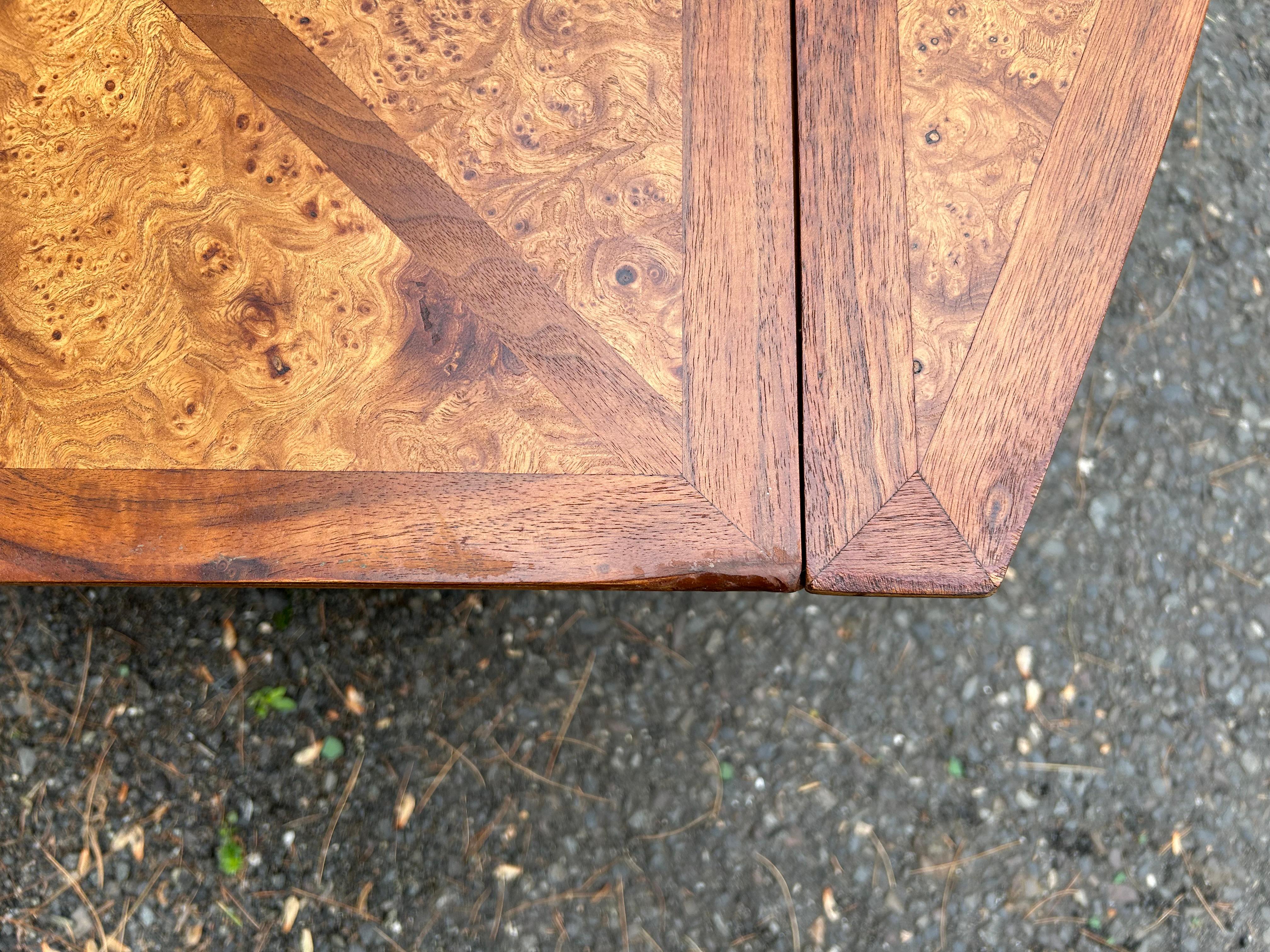 Mid-20th Century Wonderful Tomlinson Sophisticate style Flip-side Burl Coffee Table Mid-Century For Sale