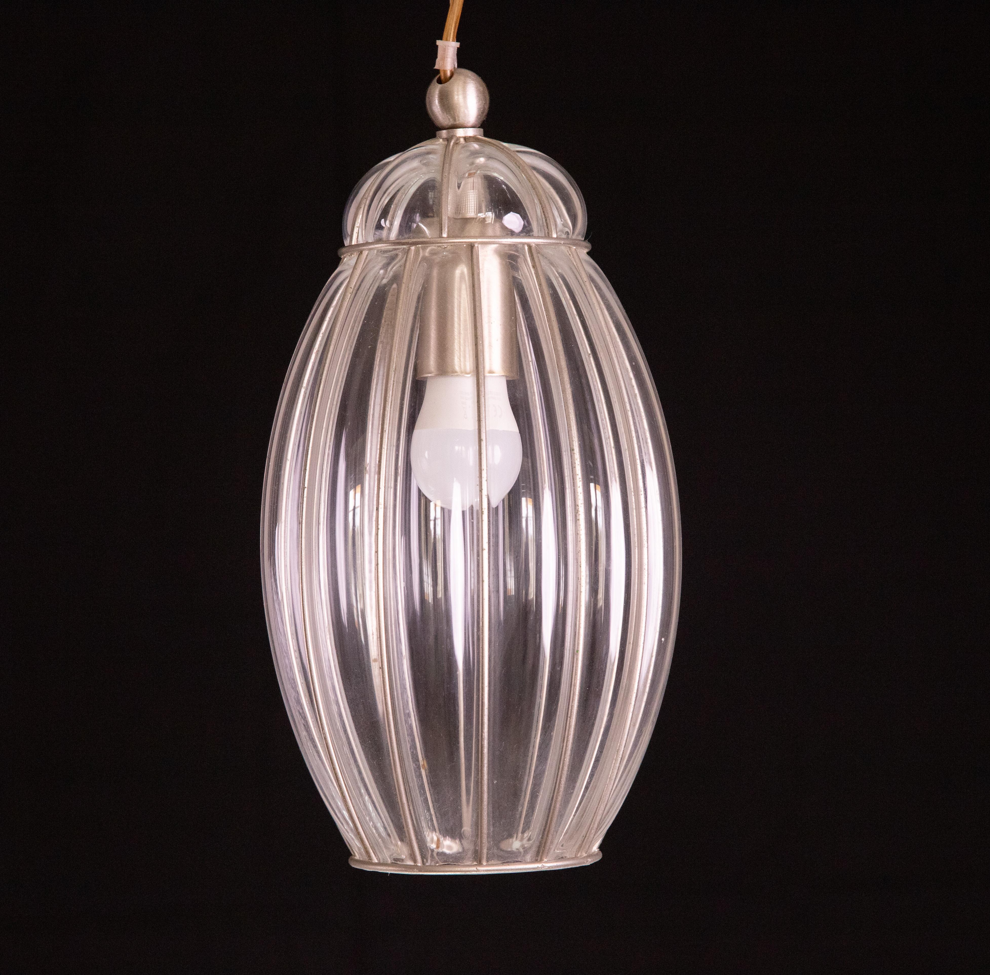 Mid-20th Century Wonderful Trasparent Venetian Lantern, Murano Glass, Italy, 1960s For Sale