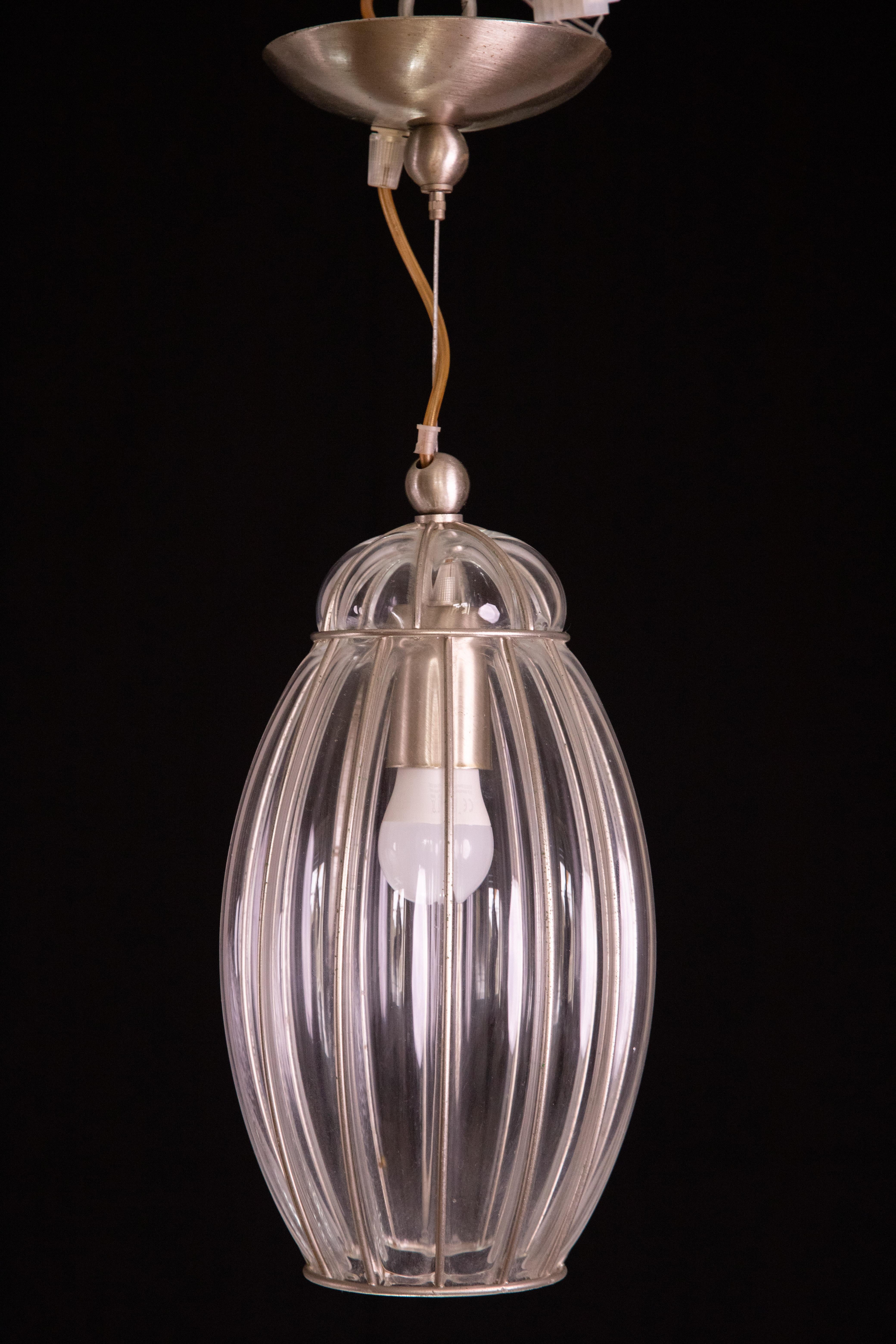 Art Glass Wonderful Trasparent Venetian Lantern, Murano Glass, Italy, 1960s For Sale