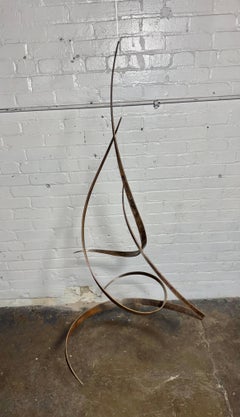 Wonderful Triple Spiral Steel Kinetic Stabile / Mobile Sculpture by Sam Ogden