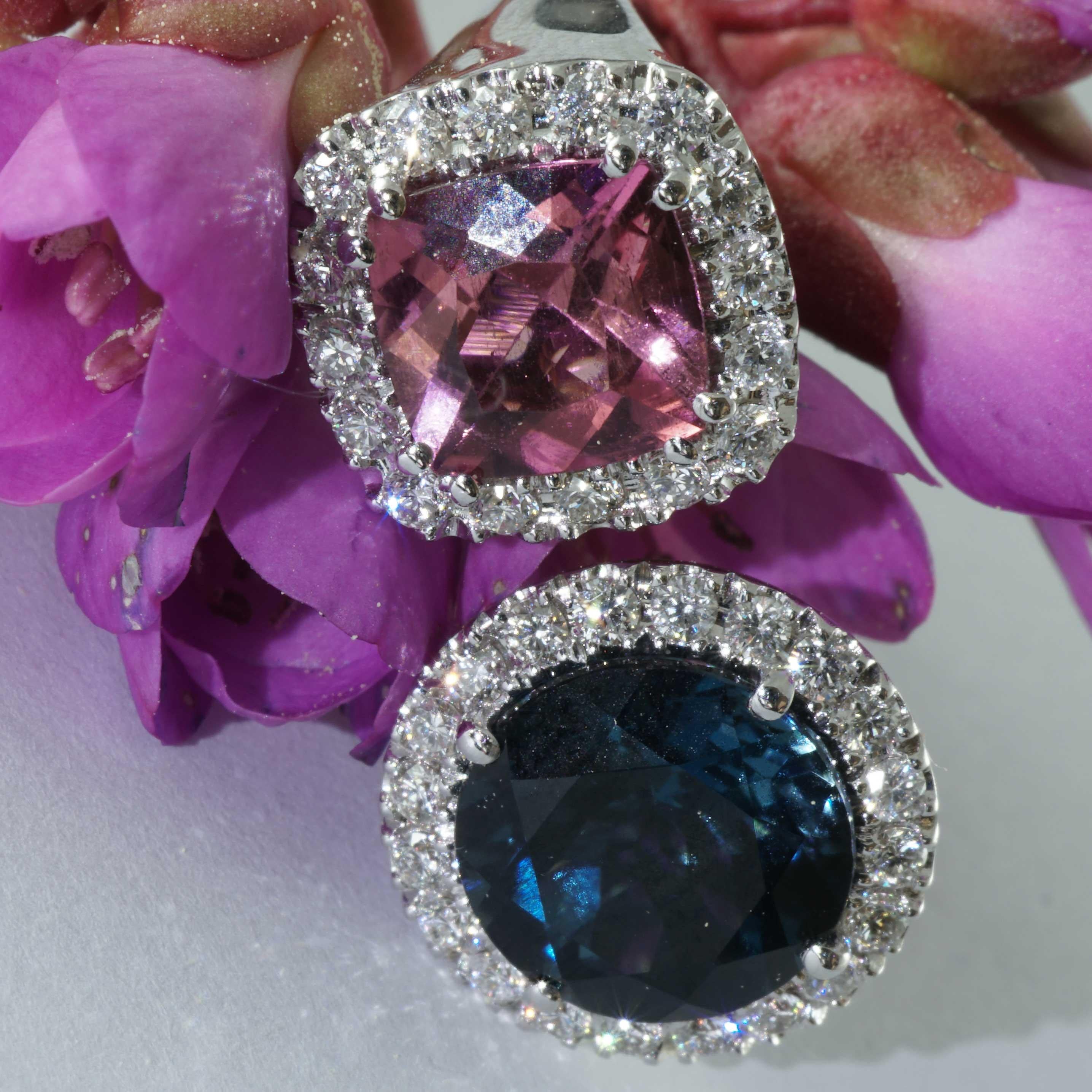 Meraviglioso Anello Gemello Tormalina Blu Topazio Brilliante tradizionale made in Italy In condizioni Nuovo in vendita a Viena, Viena