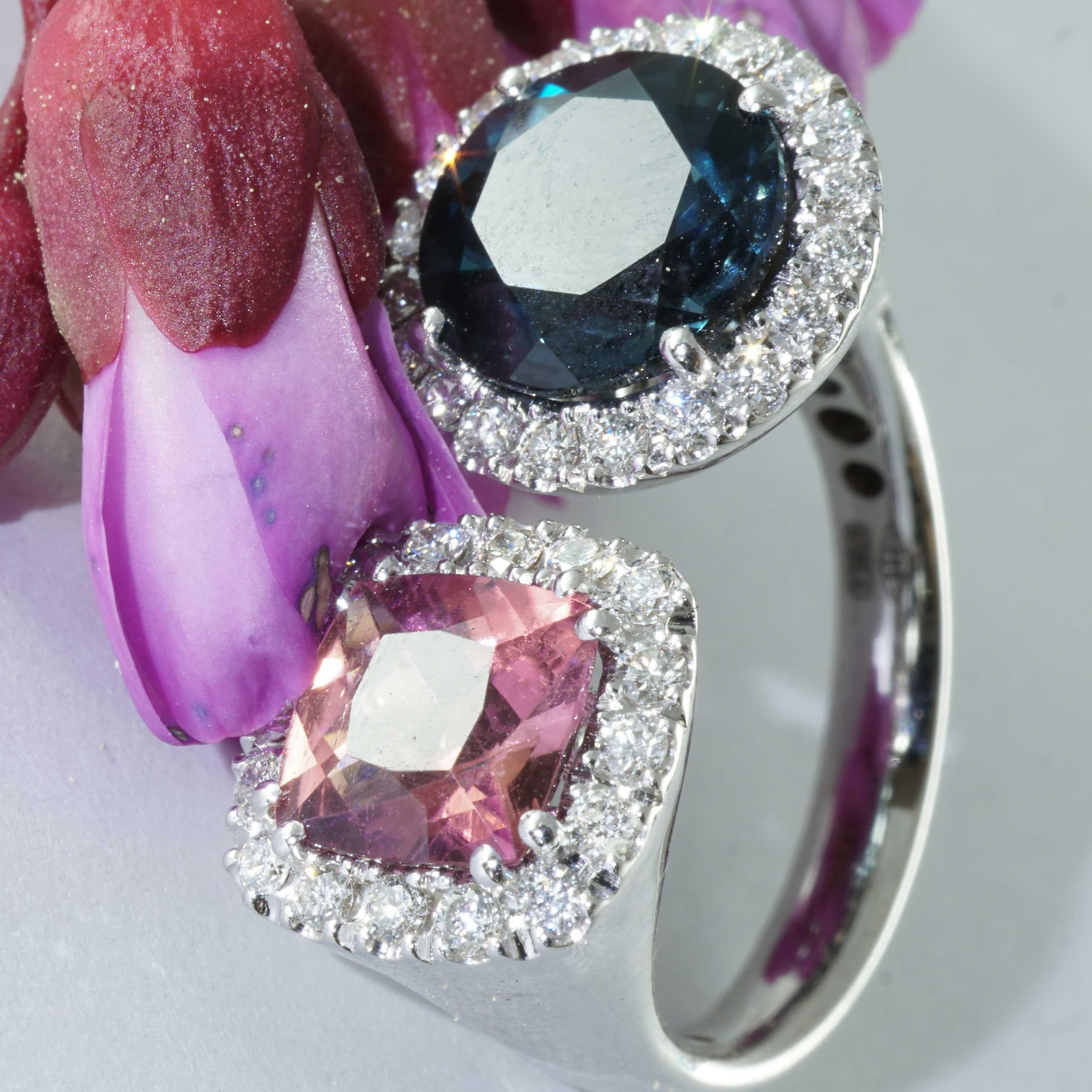 da uomo o donna Meraviglioso Anello Gemello Tormalina Blu Topazio Brilliante tradizionale made in Italy in vendita