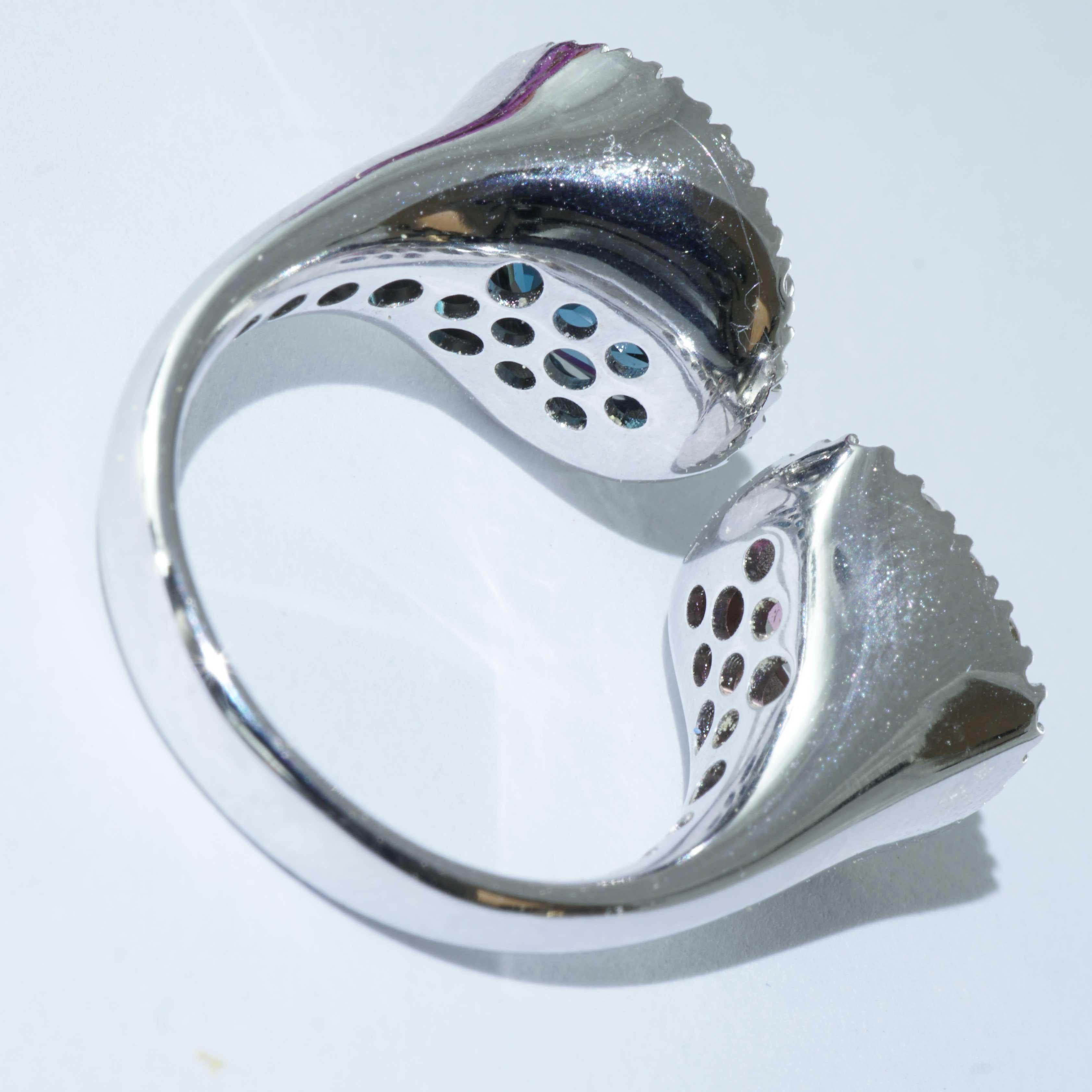 Meraviglioso Anello Gemello Tormalina Blu Topazio Brilliante tradizionale made in Italy in vendita 2