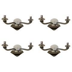 Wonderful Two Pairs Donghia Modern Mercury Smoke Art Glass Murano 4 Four Sconces