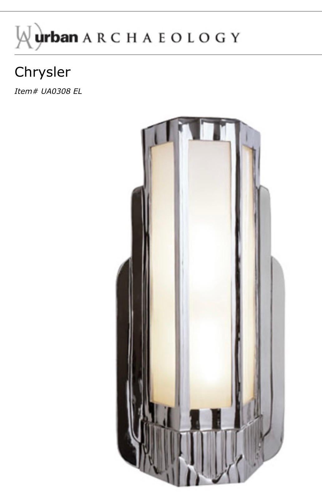 XX secolo Meraviglioso Archeologia Urbana Art Deco Chrysler Large 6 Sconces in Nickel Lucido in vendita